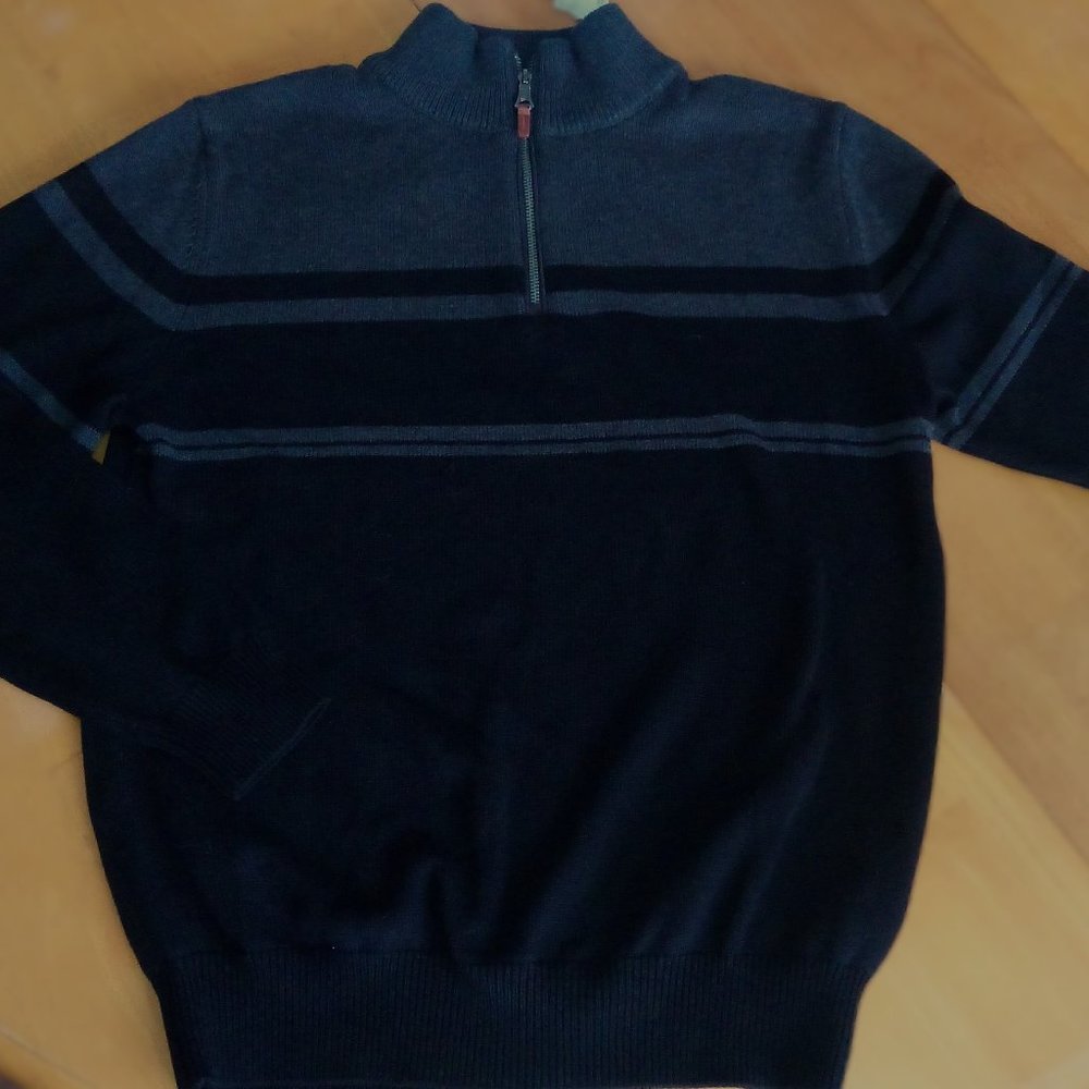 Men's Magcomsen cotton charcoal/black zip mock neck sweater size small.